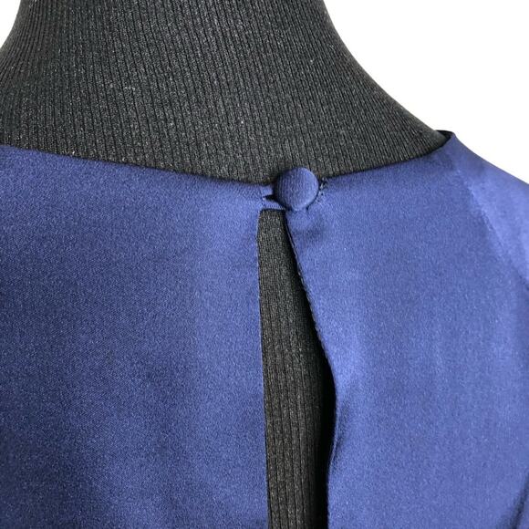 Milly navy blue puff shoulder v neck silk dress size 2 - Picture 15 of 16